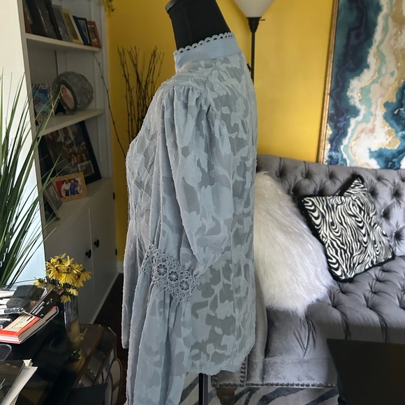 Fashion Nova baby blue lace blouse - Picture 9 of 16